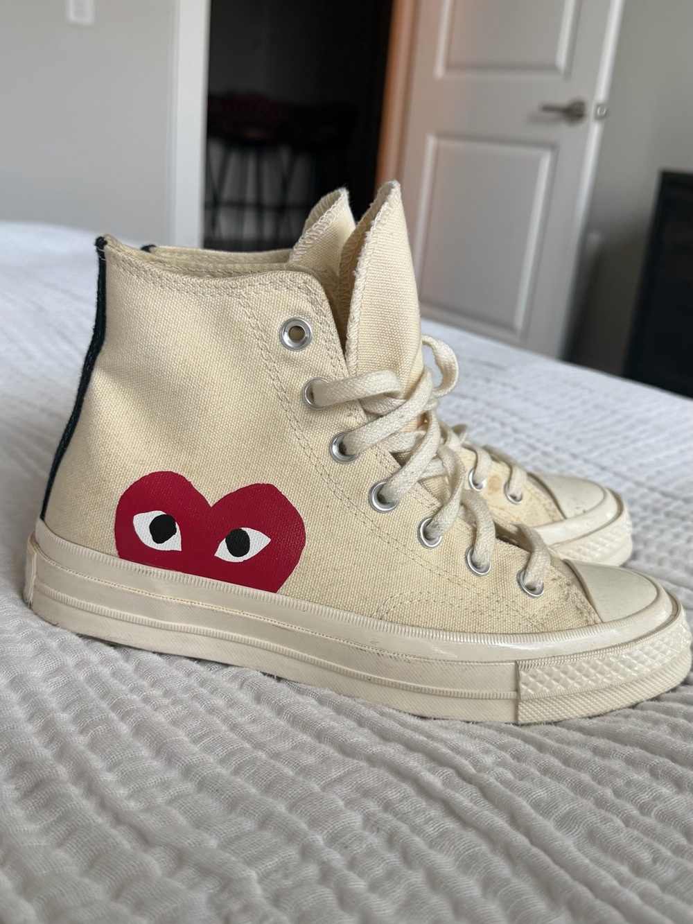 Comme des Garçons PLAY x Converse Chuck Taylor High Top Sneakers Ivory | Size 4